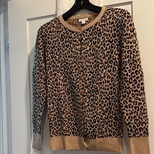 Merona Leopard Print Cardigan - Tan and Black